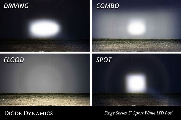 Diode Dynamics SS5 Sport DD6781S yellow 5" driving pod enhances visibility with advanced high-output TIR optics technology