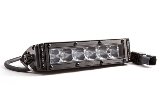 Diode Dynamics 6″ LED Light Bar Stage Series DD5014S in white, single row design, SAE/DOT approved for street legal driving lights