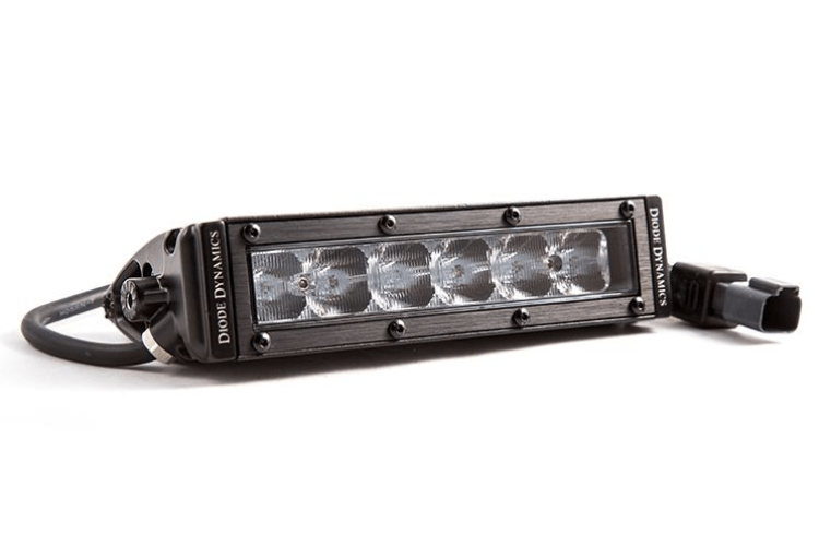 Diode Dynamics 6″ LED Light Bar Stage Series DD5014S in white, single row design, SAE/DOT approved for street legal driving lights