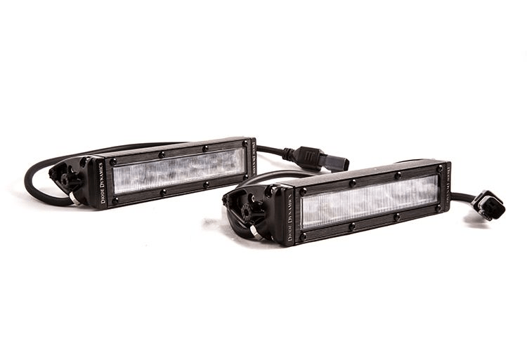 Rugged Diode Dynamics light bar 6-inch pair, DD5022P single row design with SAE fog beam for enhanced visibility in harsh conditions