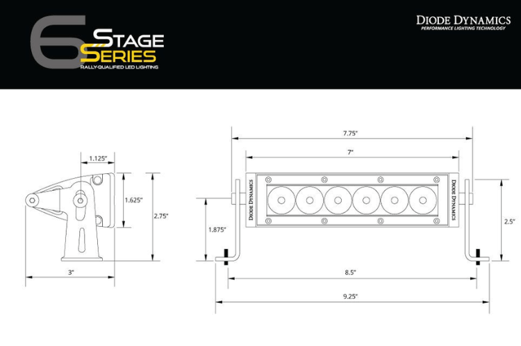 Diode Dynamics 6″ LED Light Bar DD5022S single row with SAE Fog Beam, street legal driving lights