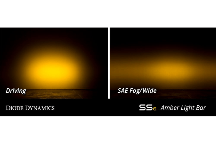 Diode dynamics light bar DD5044P, 6 LED light bar single row light bar with SAE amber fog beam, pair for truck