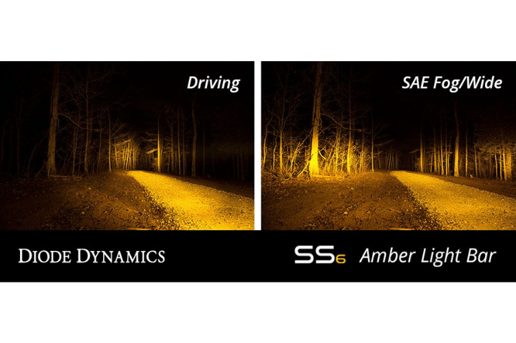 Diode dynamics light bar DD5044P, 6 LED light bar single row light bar with SAE amber fog beam, pair for truck