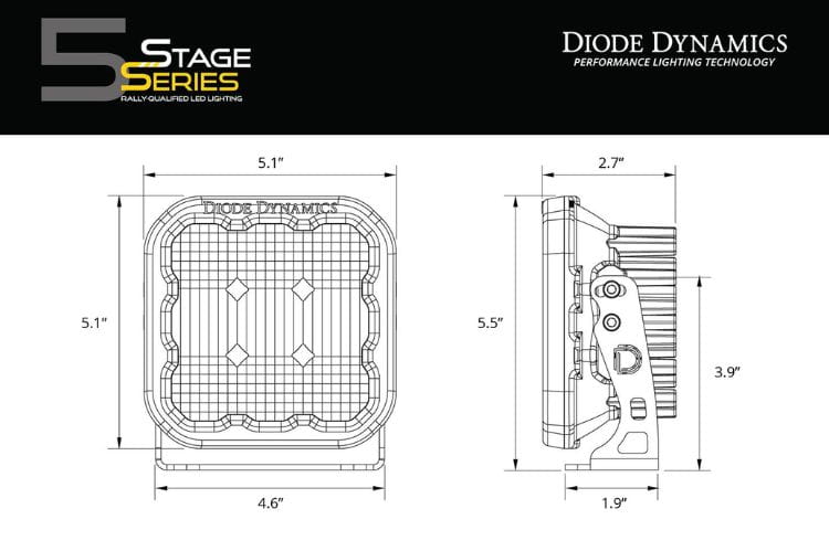 LED pods for truck DD6769S from Diode Dynamics deliver 5" white sport combo lighting for superior trail visibility