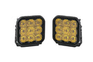 Yellow LED Pod Lights Diode Dynamics SS5 Sport DD6773P flood 5-inch pair with wide beam for off-road visibility