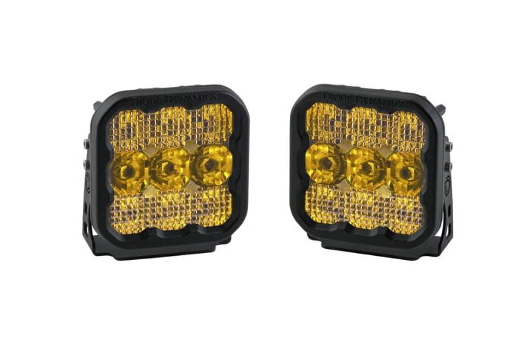 Yellow LED Pods DD6772P from Diode Dynamics SS5 Sport, 5" combo pod lights for trucks, perfect rugged off-road illumination