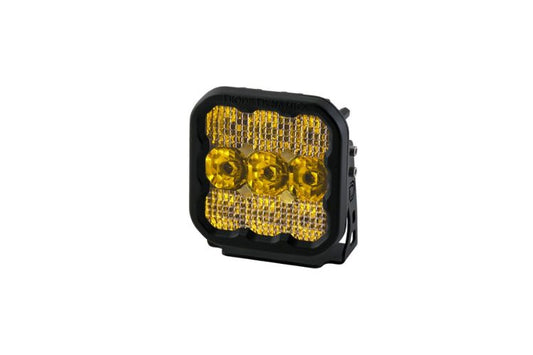 Yellow LED pods DD6772S by Diode Dynamics feature a 5" Sport combo beam for high-intensity trail visibility in any weather