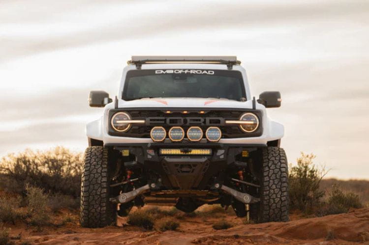 DV8 Offroad tube front bumper FBFR-02 for 2022-2026 Ford Bronco Raptor durable DV8 offroad front bumper for tough terrains