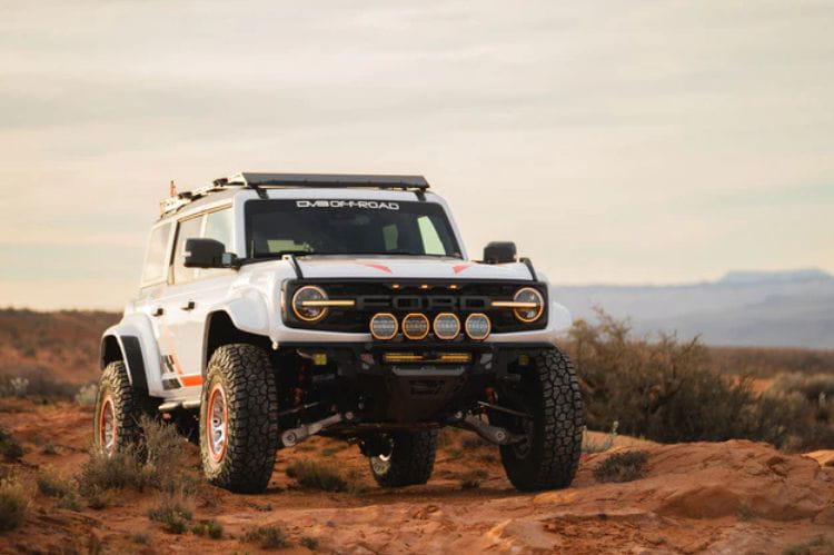 DV8 Offroad tube front bumper FBFR-02 for 2022-2026 Ford Bronco Raptor durable DV8 offroad front bumper for tough terrains