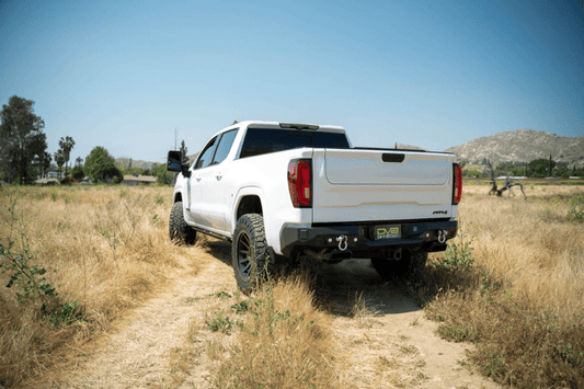 DV8 Offroad rear bumper RBCS1-03 for GMC Sierra 1500 2019–2025, heavy duty steel aftermarket bumper for off-road and replacement use