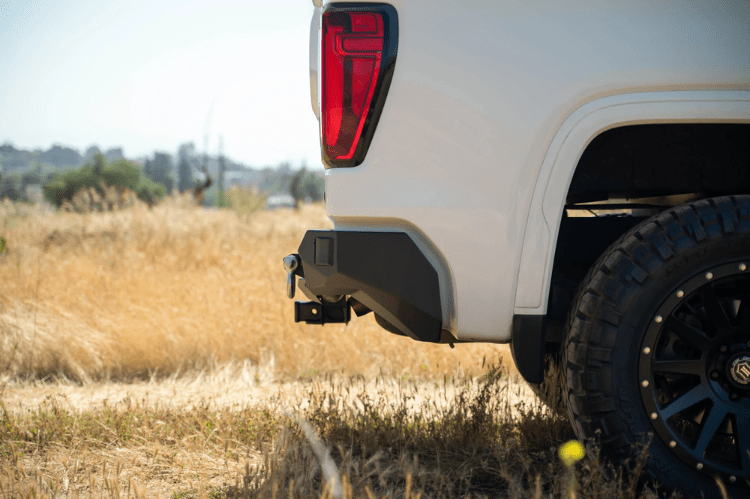 DV8 Offroad rear bumper RBCS1-03 for GMC Sierra 1500 2019–2025, heavy duty steel aftermarket bumper for off-road and replacement use