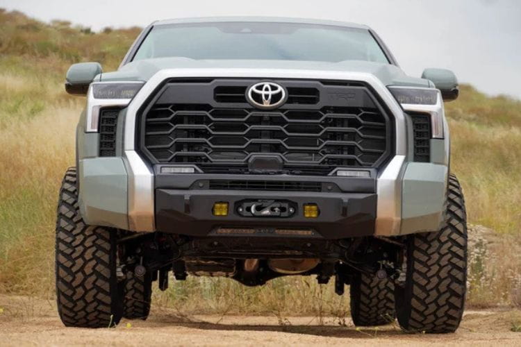 DV8 Offroad Centric Series Front Bumper FBTT2-05 for 2022-2026 Toyota Tundra, rugged DV8 Centric winch-ready bumper for trucks