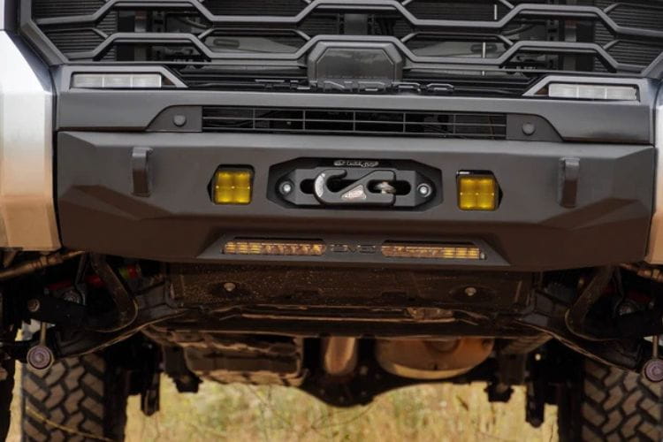 DV8 Offroad Centric Series Front Bumper FBTT2-05 for 2022-2026 Toyota Tundra, rugged DV8 Centric winch-ready bumper for trucks