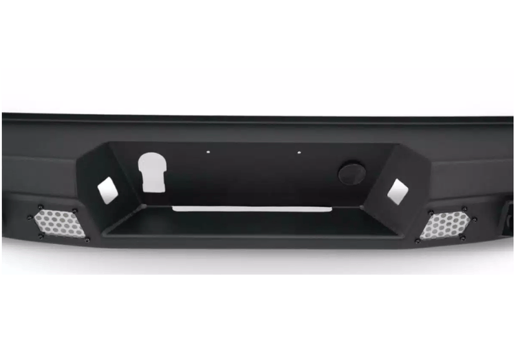 DV8 Offroad rear bumper RBCS3-01 for 2015-2022 GMC Canyon, heavy-duty steel rear bumper with off-road design.