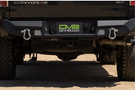 DV8 Offroad rear bumper RBCS3-01 for 2015-2022 GMC Canyon, heavy-duty steel rear bumper with off-road design.