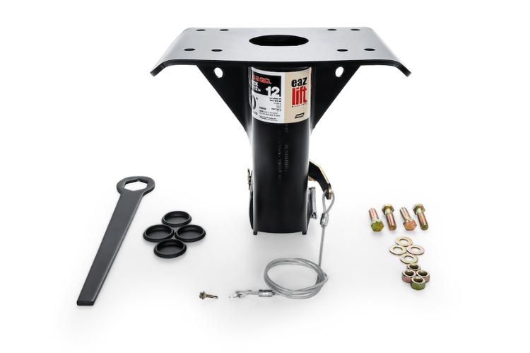 Eaz Lift Gooseneck Adapter 48500 – 12-inch gooseneck adapter for fifth wheel trailers, a durable gooseneck hitch adapter designed for secure towing.
