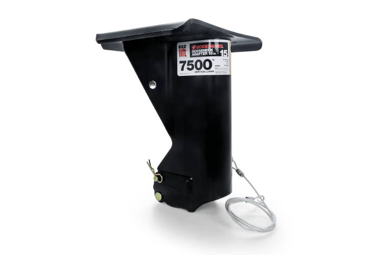 Eaz Lift Gooseneck Adapter 48501 – 15-inch gooseneck adapter for fifth wheel trailers, designed for secure towing with a heavy-duty gooseneck hitch adapter.