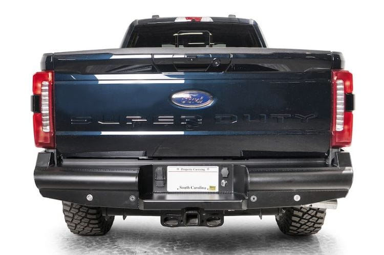 Fab Fours Black Steel Elite rear bumper FS23-U5950-1 for 2023-2025 Ford F450/F550 Super Duty durable fab fours rear bumper