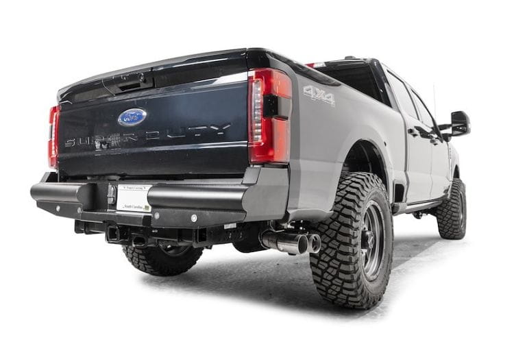 Fab Fours Black Steel Elite rear bumper FS23-U5950-1 for 2023-2025 Ford F450/F550 Super Duty durable fab fours rear bumper