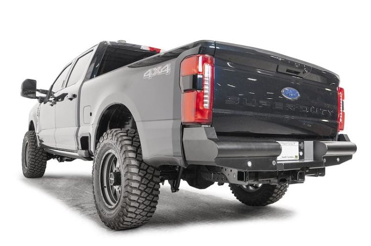 Fab Fours Black Steel Elite rear bumper FS23-U5950-1 for 2023-2025 Ford F450/F550 Super Duty durable fab fours rear bumper