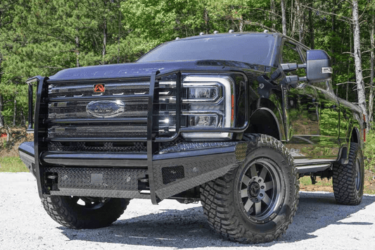Fab Fours black steel front bumper grille guard FS23-S5960-1 for 2023-2025 Ford F450/F550 Super Duty durable fab fours bumper