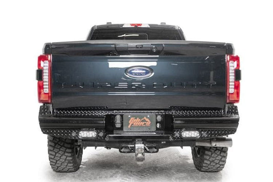 Fab Fours black steel rear bumper FS23-T5950-1 for 2023-2025 Ford F450/F550 Super Duty durable heavy duty rear bumper