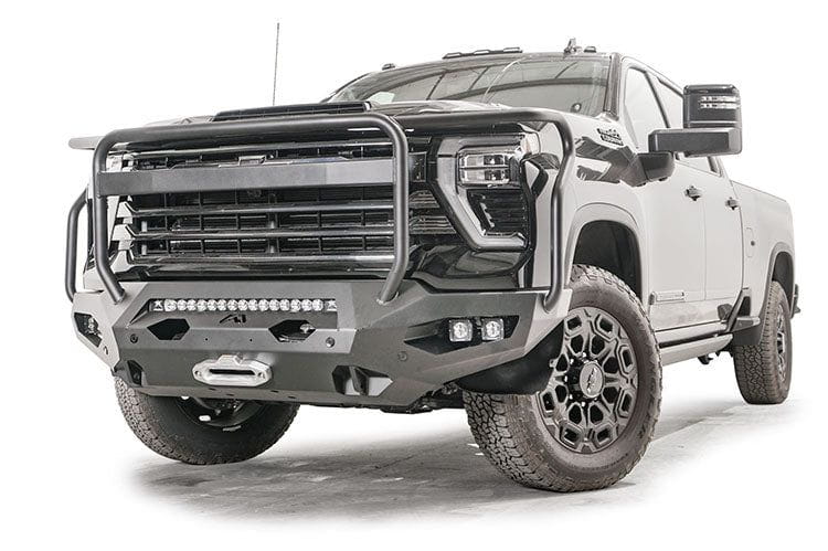 Fab Fours CH24-X6150-1 full guard front bumper for 2024 Silverado HD, winch-compatible and built tough for extreme off-road conditions