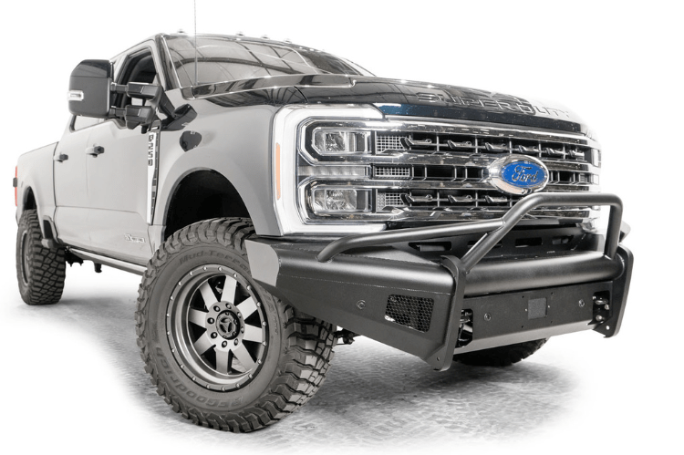 Fab Fours FS23-Q5962-1 Ford F250/F350 Superduty 2023-2024 Black Steel Elite Front Bumper Pre-Runner Guard