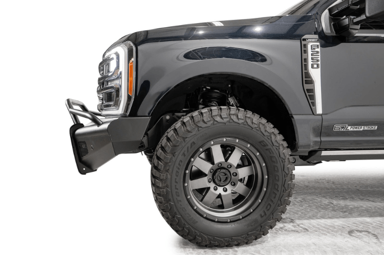 Fab Fours FS23-Q5962-1 Ford F250/F350 Superduty 2023-2024 Black Steel Elite Front Bumper Pre-Runner Guard