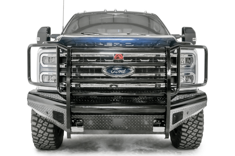 Fab Fours FS23-S5960-1 Ford F250/F350 Superduty 2023 Black Steel Front Bumper with Full Guard