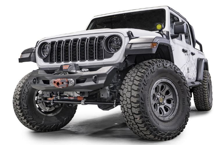 Fab Fours Ghost Stubby front winch bumper JL24-B5152-1 for 2018–2025 Jeep Wrangler JL with compact off-road design