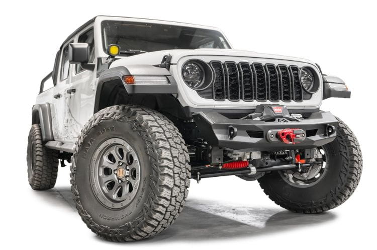 Fab Fours Ghost Stubby front winch bumper JL24-B5152-1 for 2018–2025 Jeep Wrangler JL with compact off-road design