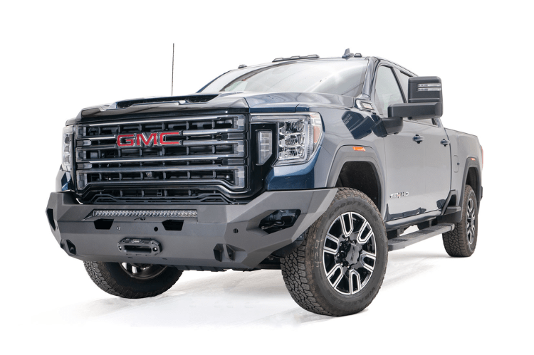 Fab Fours Winch Ready Matrix No Guard Bumper installed on GMC Sierra 2500/3500 2020-2023