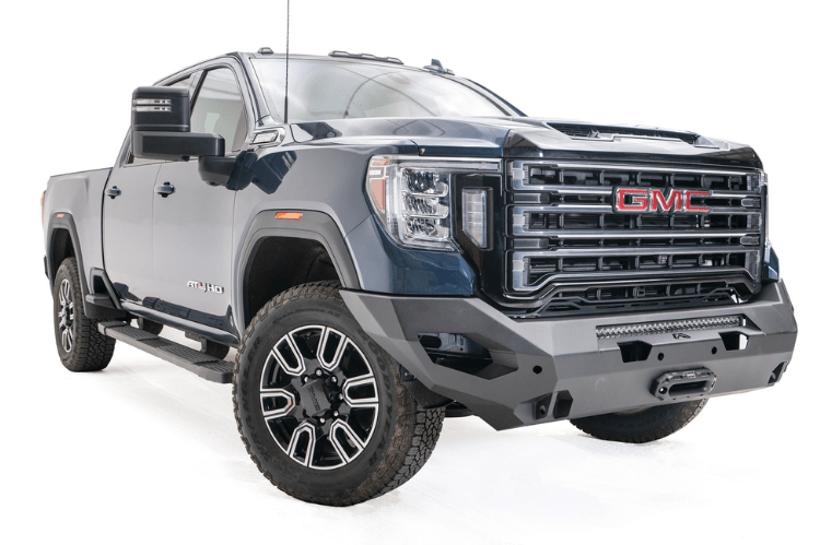 Fab Fours Winch Ready Matrix No Guard Bumper installed on GMC Sierra 2500/3500 2020-2023