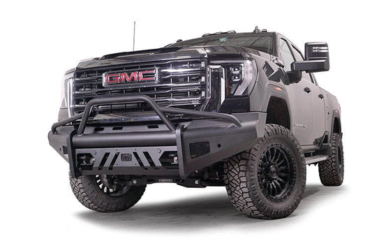 Fab Fours GM24-Q6262-1 GMC Sierra 2500/3500 2024 Black Steel Elite Front Bumper With Sensor Pre-Runner Guard