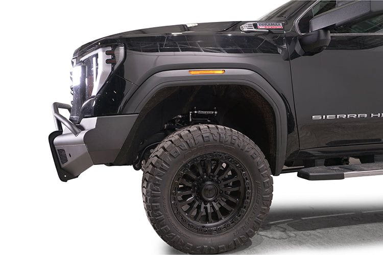 Fab Fours GM24-Q6262-1 GMC Sierra 2500/3500 2024 Black Steel Elite Front Bumper With Sensor Pre-Runner Guard