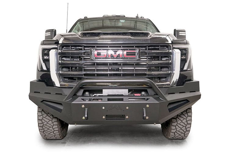 Fab Fours GM24-RS6262-1 GMC Sierra 2500/3500 HD 2024 Red Steel Front Bumper Winch Ready Pre-Runner Guard