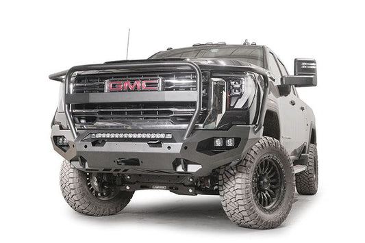 Winch-ready Fab Fours Matrix front bumper full guard version for 2024 GMC Sierra 2500/3500, rugged and durable design