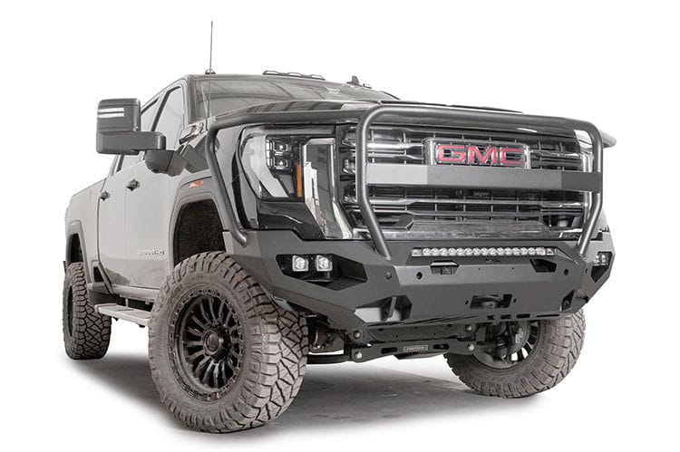 Winch-ready Fab Fours Matrix front bumper full guard version for 2024  GMC Sierra 2500/3500, rugged and durable design