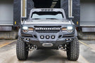Fab Fours GR5200-1 Grumper front bumper winch ready on 2021-2024 Ford Bronco, aggressive grille-bumper combo for off-road protection and rugged style