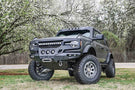 Fab Fours GR5200-1 Grumper front bumper winch ready on 2021-2024 Ford Bronco, aggressive grille-bumper combo for off-road protection and rugged style