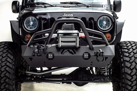 Fab Fours JK07-B1854-1 Jeep Wrangler JK 2007-2018 Hardcore Stubby Front Bumper Pre-Runner Guard