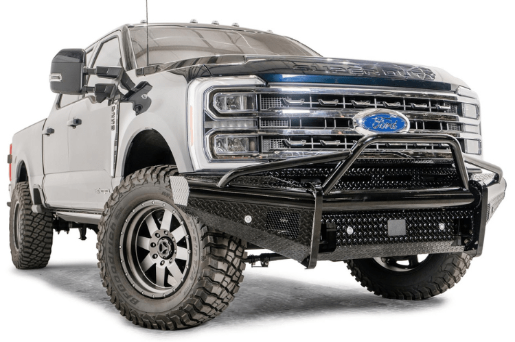 Fab Fours prerunner front bumper FS23-S5962-1 black steel for 2023-2025 Ford F450/F550 Super Duty durable fab fours bumper