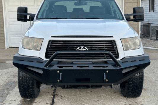 Fab Fours Red Steel TT07-RS1862-1 Front Bumper with Winch Ready Pre-Runner Guard for 2007-2013 Toyota Tundra.