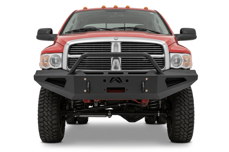 Fab Fours DR03-RS1062-1 Dodge Ram 2500/3500 2003-2005 Red Steel Front Bumper Winch Ready Pre-Runner Guard