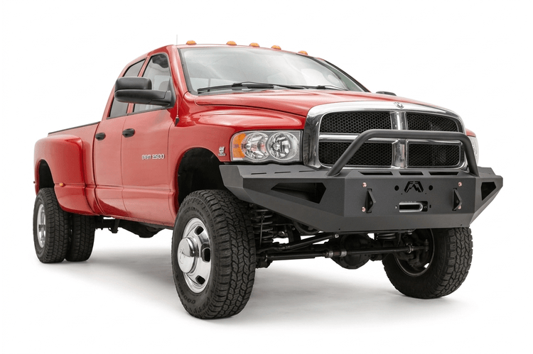 Fab Fours DR03-RS1062-1 Dodge Ram 2500/3500 2003-2005 Red Steel Front Bumper Winch Ready Pre-Runner Guard