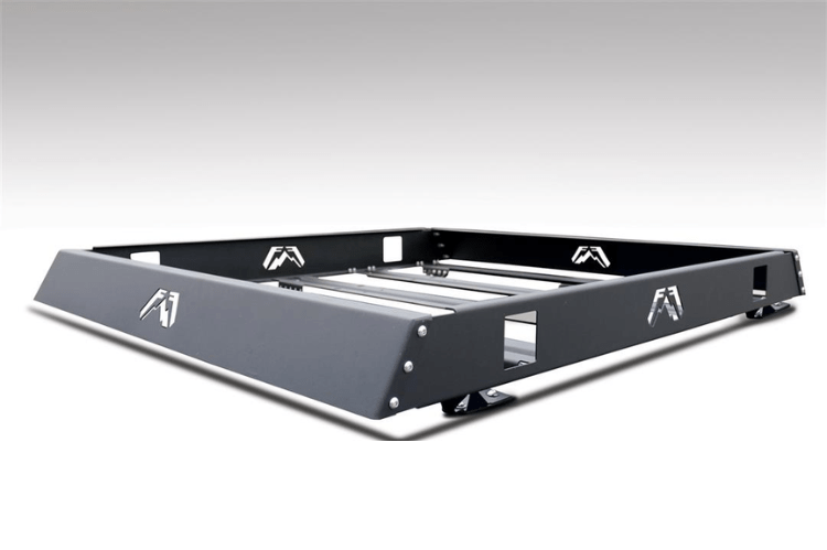 Fab Fours Universal Roof Rack 48" RR48-1 installed on 1999–2016 Ford F450/F550 Super Duty, featuring a premium matte black roof rack designed for heavy-duty use and mounting Fab Four truck accessories