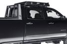 Fab Fours Universal Roof Rack 48" RR48-1 installed on 1999–2016 Ford F450/F550 Super Duty, featuring a premium matte black roof rack designed for heavy-duty use and mounting Fab Four truck accessories