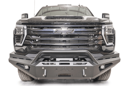 Fab Fours Red Steel CH24-RS6162-1  Chevy Silverado 2500/3500 HD 2024-2025 Front Bumper Winch Ready Pre-Runner Guard