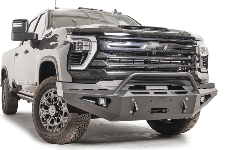 Fab Fours Red Steel CH24-RS6162-1  Chevy Silverado 2500/3500 HD 2024-2025 Front Bumper Winch Ready Pre-Runner Guard